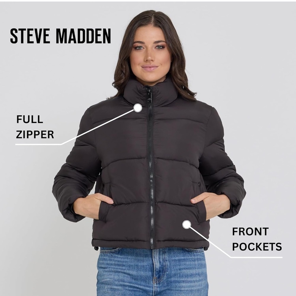 Steve Madden Charcoal Puffer Jacket for Women